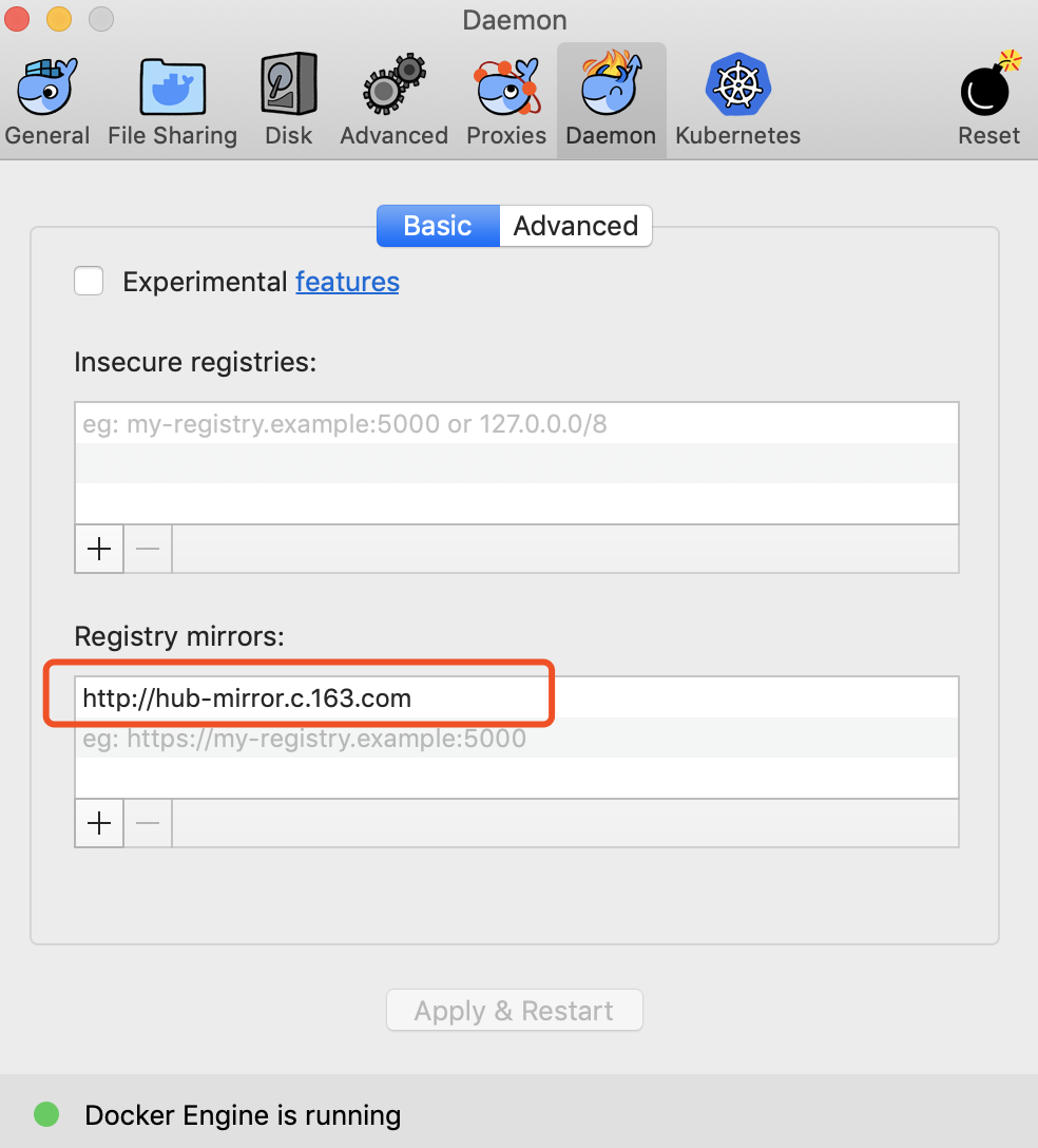 docker for mac registry mirror